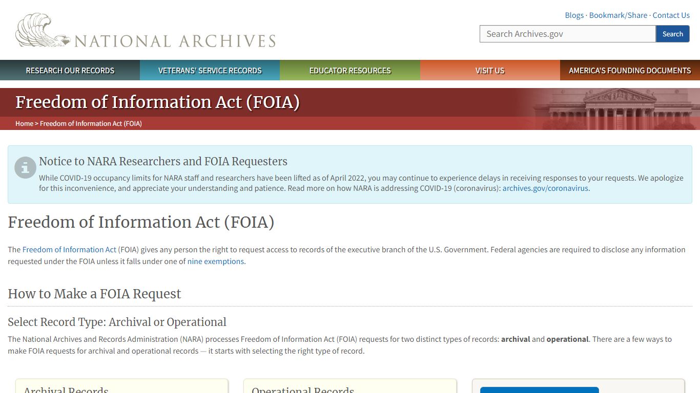 Freedom of Information Act (FOIA) | National Archives